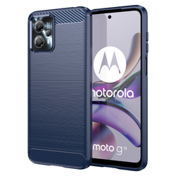 Мягкий чехол синего цвета с дизайном в стиле карбон для Motorola Moto G13, серия Carbon от Caseport
