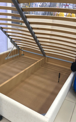 АКЦИЯ!!!Дизайнерская кровать спальное место 160*200 габариты 172*210 массив сосны с подьемным механизмом и большим коробом для белья в новой коллекции ткани