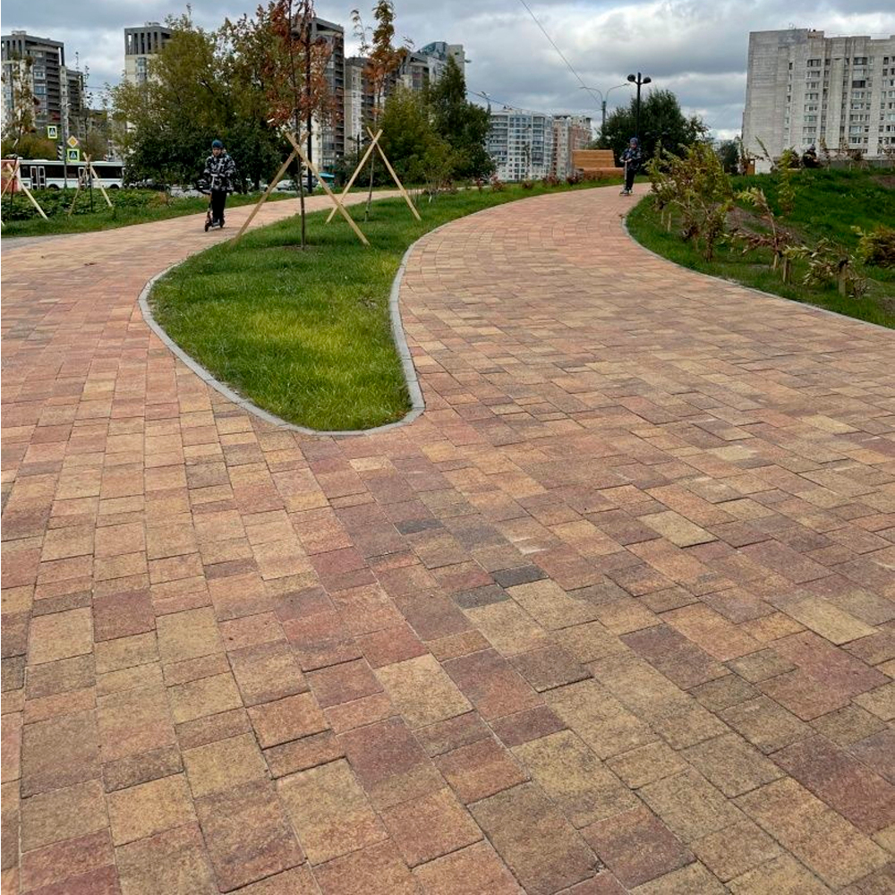 Тротуарная плитка СТАРЫЙ ГОРОД Листопад гранит Осень, комплект из 3 видов плит