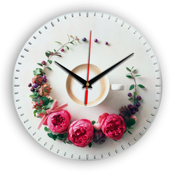 Настенные часы Чашка coffee floral circle 5 Декор для дома, подарок