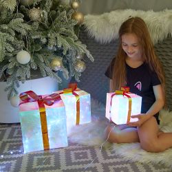 ULD-R509 USB GIFTBOX SET Светильник декоративный Коробки с подарками. с USB проводом. Набор из 3штук. 300 светодиодов. Белый свет. Цвет корпуса радужный. TM Uniel