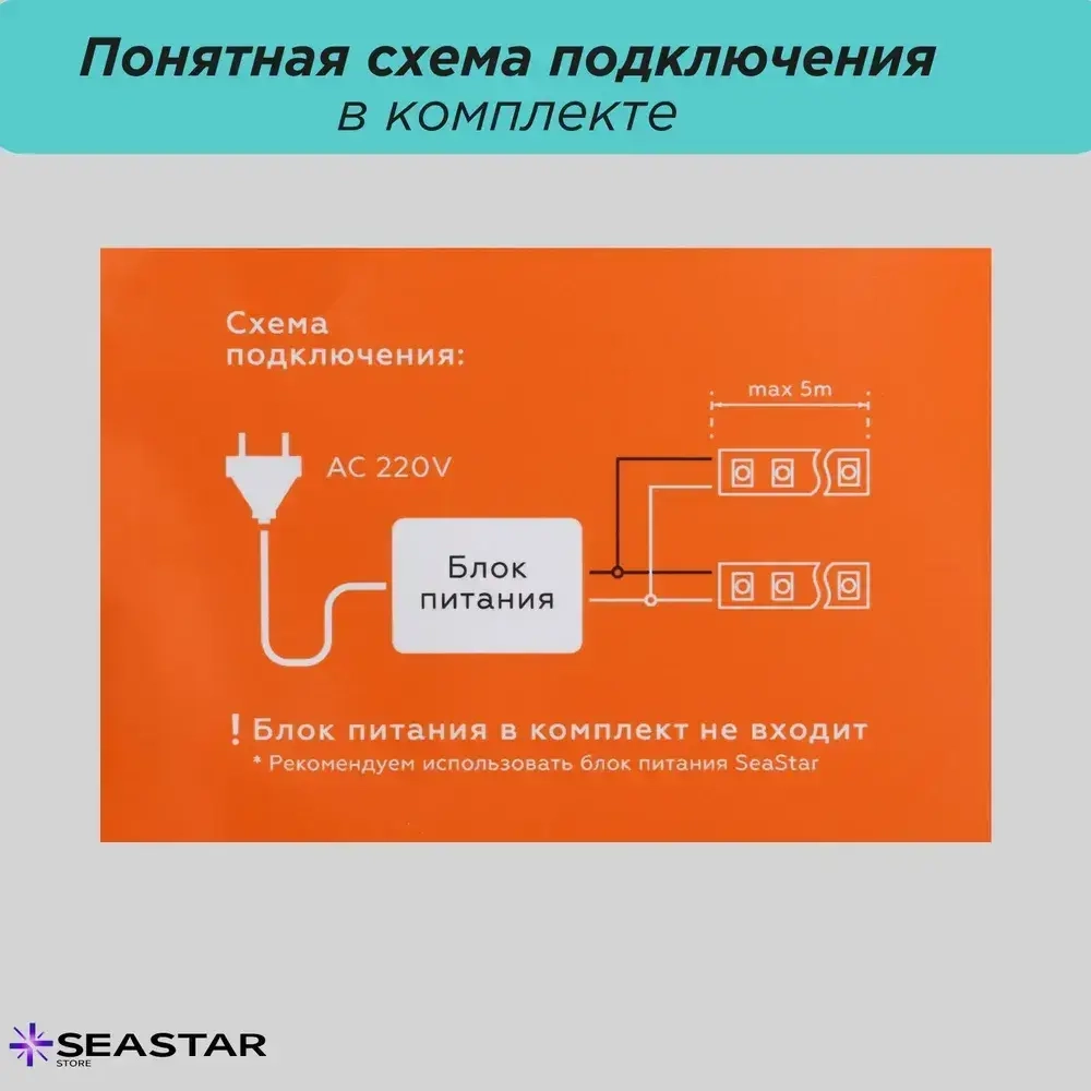 SeaStar Светодиодная лента 22 Вт, IP20, Белый, 1 шт