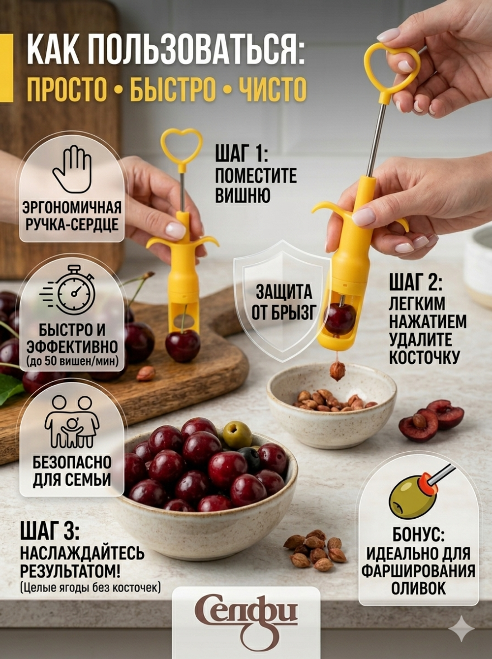 Косточковыдавливатель для вишни 24см