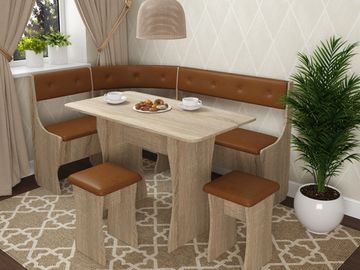 Кухонный уголок bello "Оливьер" (Дуб сонома/Кожзам Mercury Cognac (AT)) -G/Л1