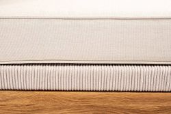 "Канны" угловой модуль плетеный из роупа, основание дуб, роуп бежевый круглый, ткань бежевая 052