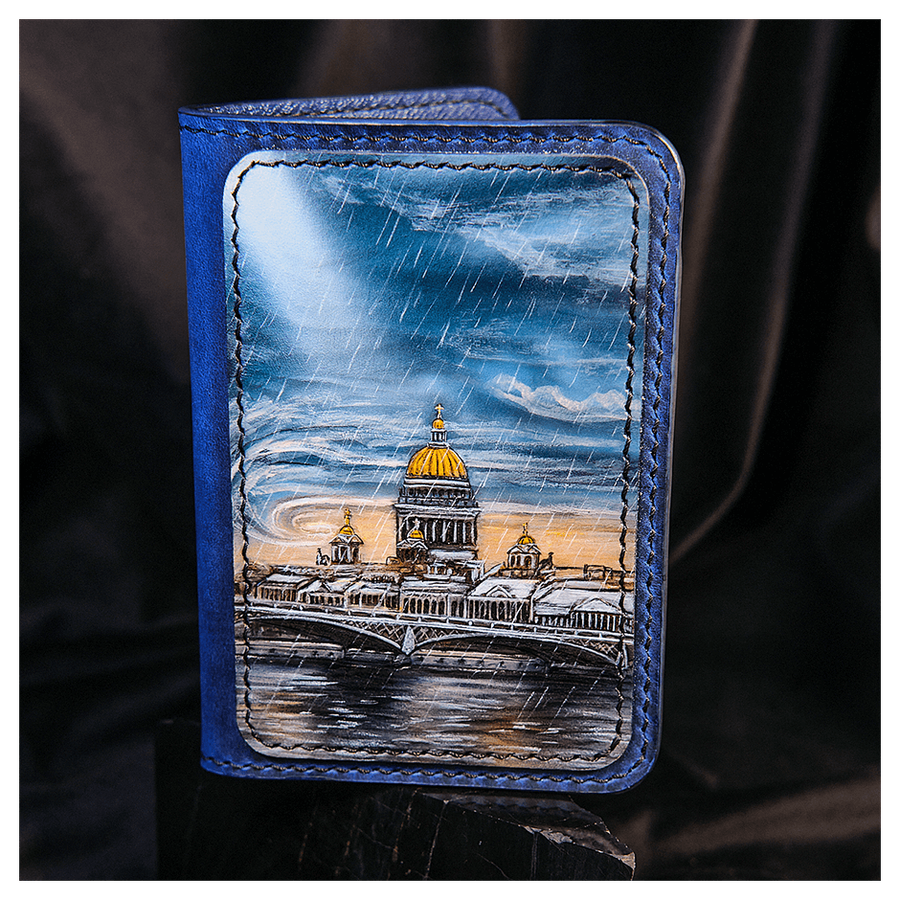 Кожаная обложка на паспорт «Городские мотивы»