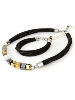 4660 Coeur de Lion колье из кожи наппа в 6 сложений с кристаллами Сваровски  - Parfum.cash