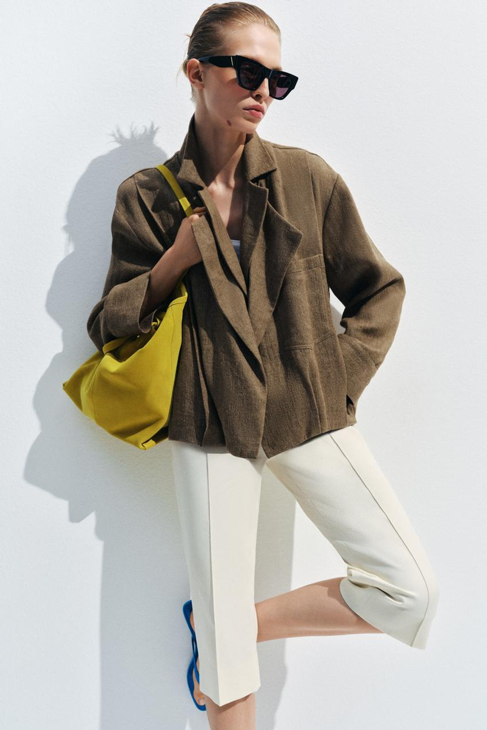 ZARA БОМБЕР ИЗ ЛЬНА С КАРМАНОМ — ZW COLLECTION, СВЕТЛО-КОРИЧНЕВЫЙ