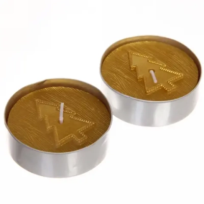 Свечи новогодние «Ёлочка объемная» 5,5 см (набор 2 шт), золото