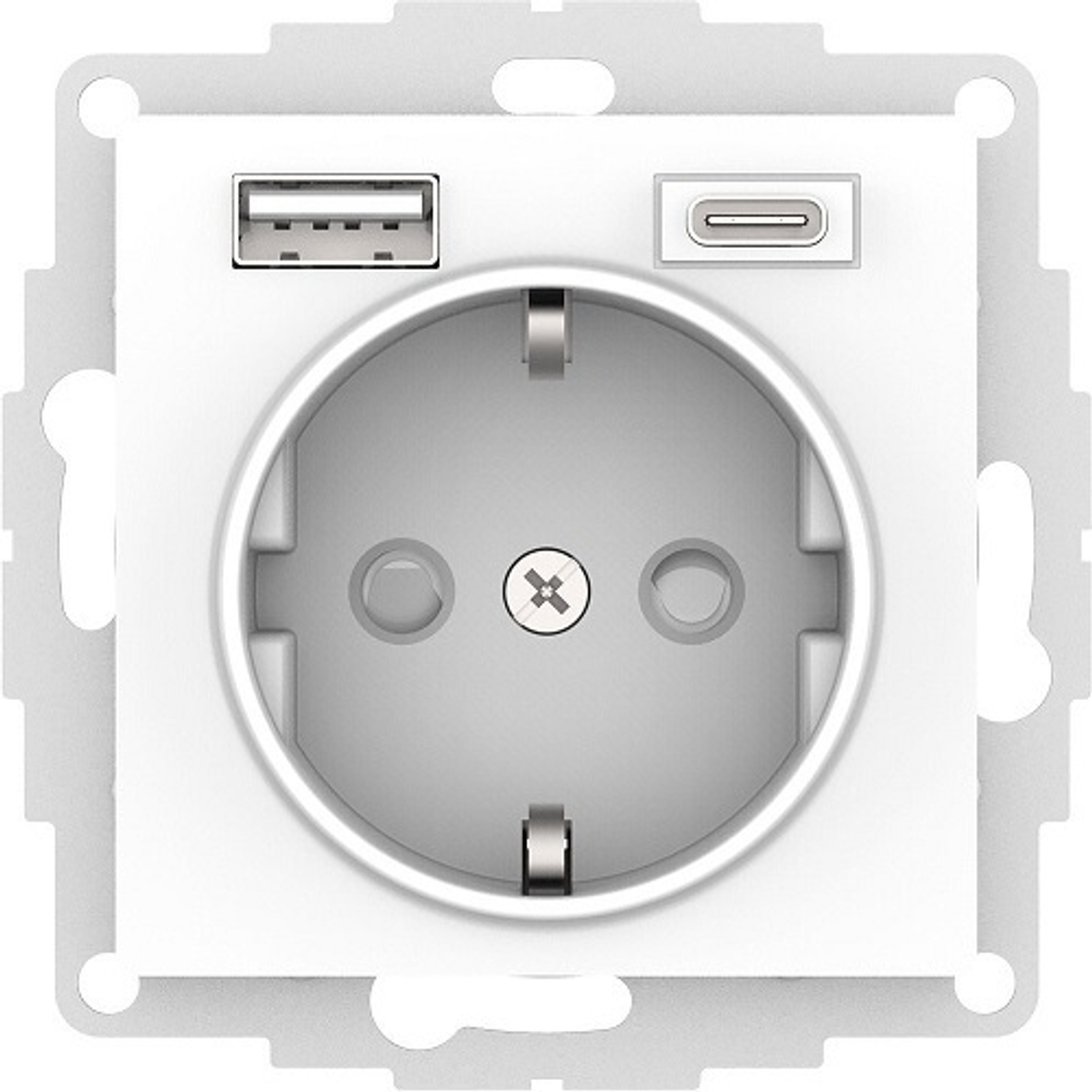 Розетка с заземлением с 2 USB  Systeme Electric ATN001332