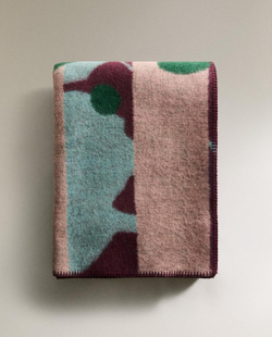 Zara Home - Шерстяной плед в полоску и ветви x collagerie, зеленый, 140x190 см
