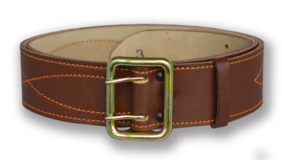 Ремень офицерский кожаный, коричневый, поясной с анодированной пряжкой (h=50мм)