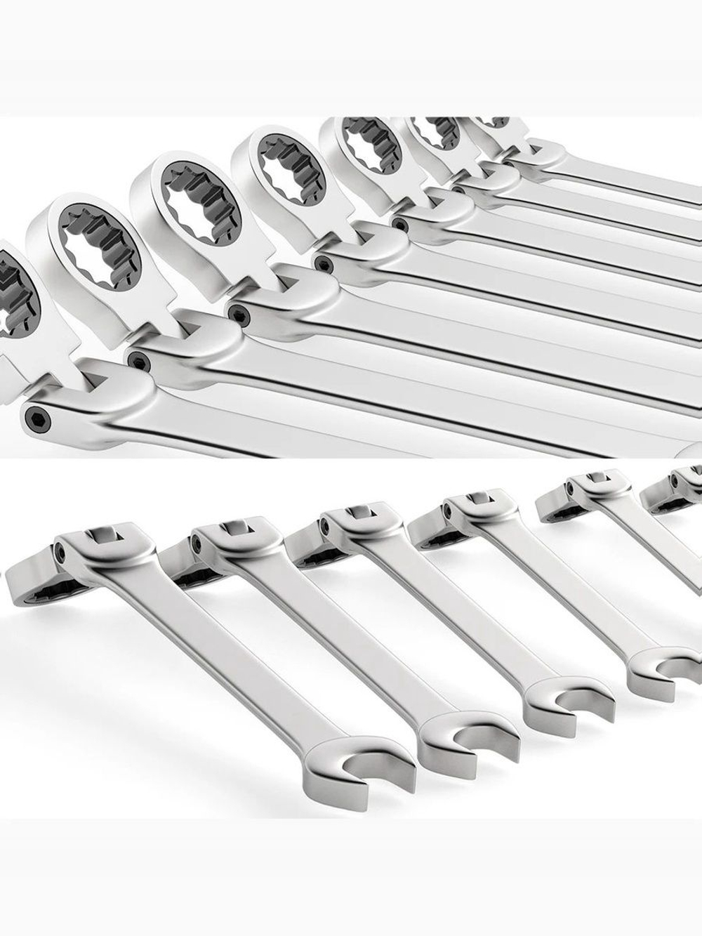 Набор ключей комбинированных трещоточных с шарниром 10 предметов