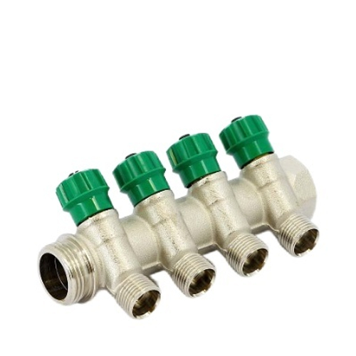 Коллектор TIEMME 1x1/2 на 4 вых с вентилями