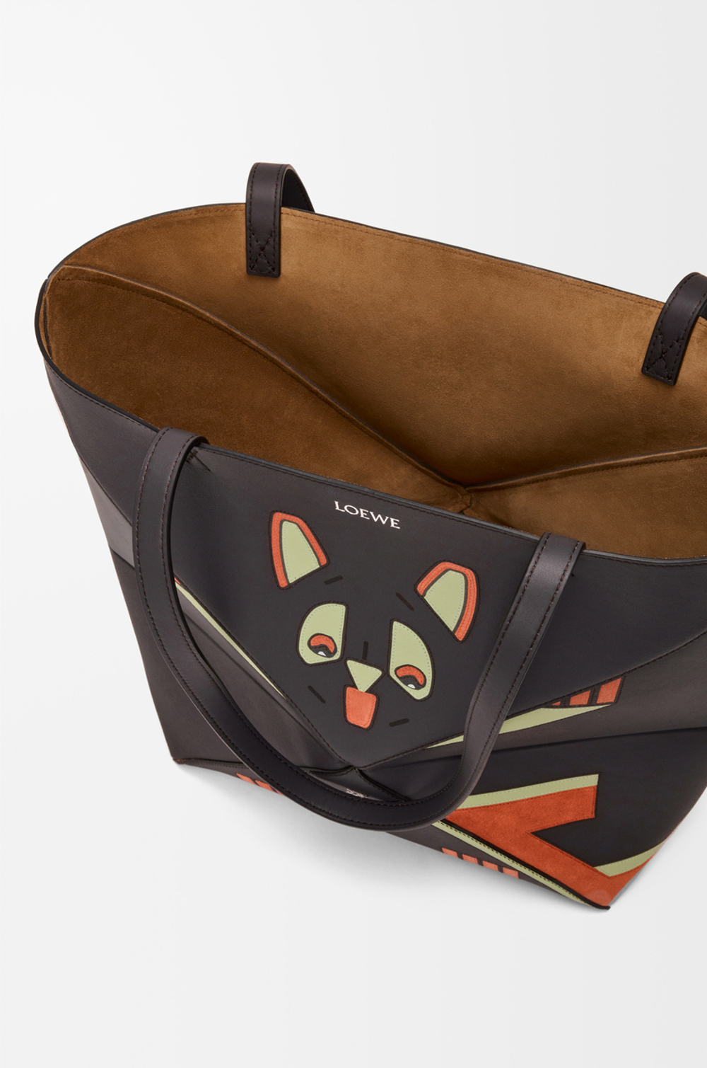 Loewe Сумка-тоут среднего размера Futurist Cat Puzzle Fold из телячьей кожи наппа, темно-серый