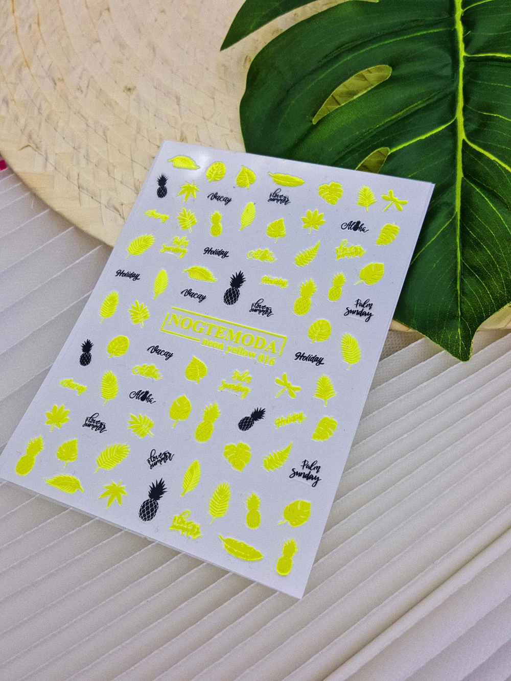 Наклейки NogteModa NEON YELLOW 016