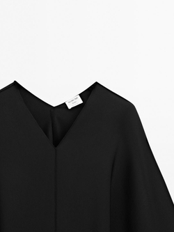 Massimo Dutti Блузка-накидка асимметричного кроя - Studio, черный