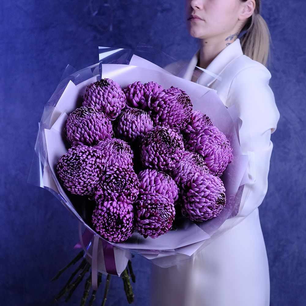 Букет премиальных хризантем Bigoudi Purple