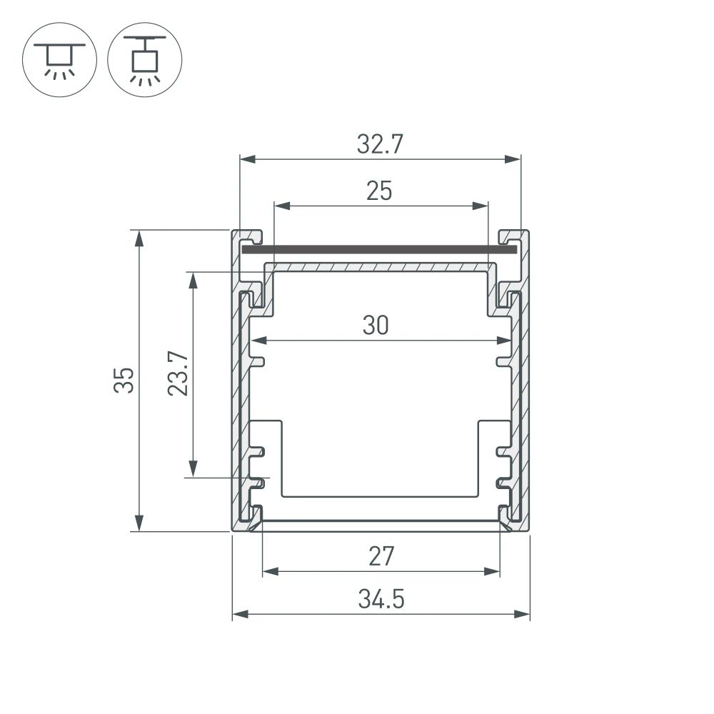 Профиль LINE-3535-BENT-SIDE-2000 ANOD (Arlight, Алюминий) 055738