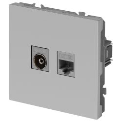 Розетка ЭРА Galaxy 15-3110-03 комбинированная RJ45+TV IP20 алюминий | Эра Galaxy