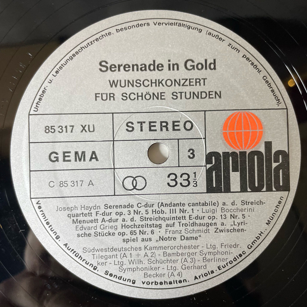 Винтажная виниловая пластинка LP Сборник Классческой Музыки Serenade In Gold, Wunschkonzert Fur Schone Stunden (Германия 1977)