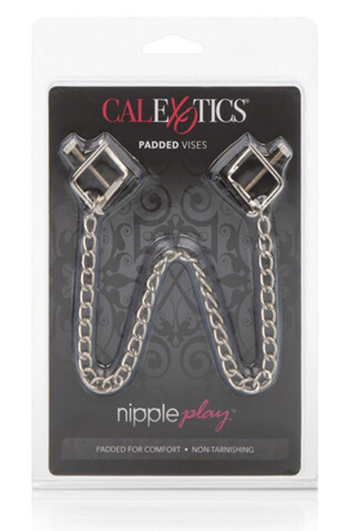 Зажимы на соски с уникальным дизайном в виде тисков Nipple Play Padded Vises (Цвет: Серебристый с черным)