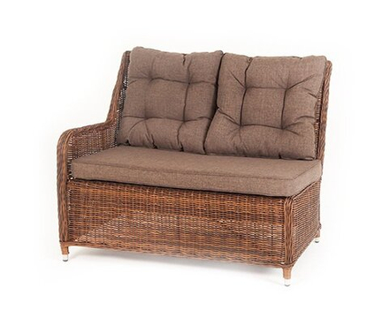 Бергамо, плетеный правый модуль дивана, диван коричневый/соломенный, искусственный ротанг