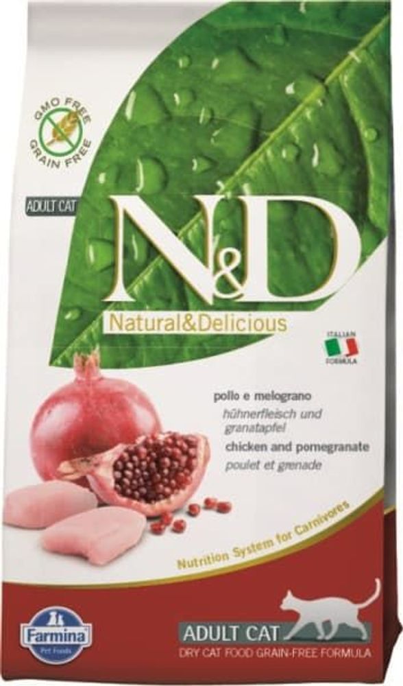 Сухой беззерновой корм N&D для взрослых кошек с курицей и гранатом 1,5кг Сухой беззерновой корм N&D для взрослых кошек с курицей и гранатом 1,5кг