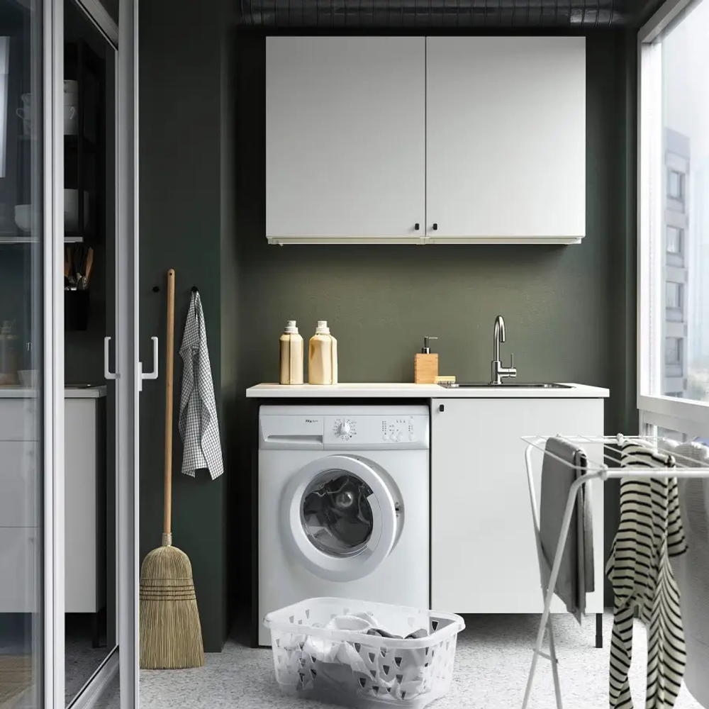 Комбинация для ванной - IKEA ENHET, 139х63.5х87.5 см, белый/антрацит, ЭНХЕТ ИКЕА