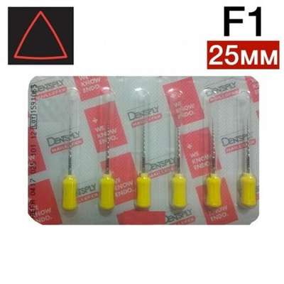 ProTaper ручной 25мм F1, ПроТейпер (6шт.), эндодонтические файлы