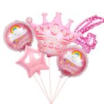 Шар (40"/102 см) Цифра, 4, Сердечки, Розовый, в упаковке 1 шт.