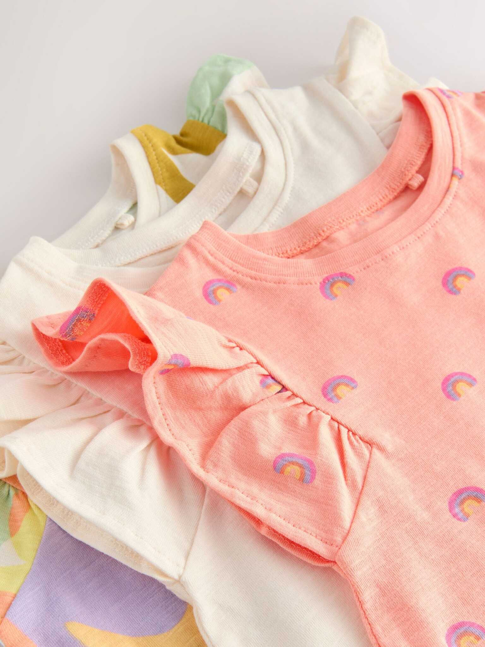 Футболка для девочки Next E65-364, 3 шт., Белый, Персиковый