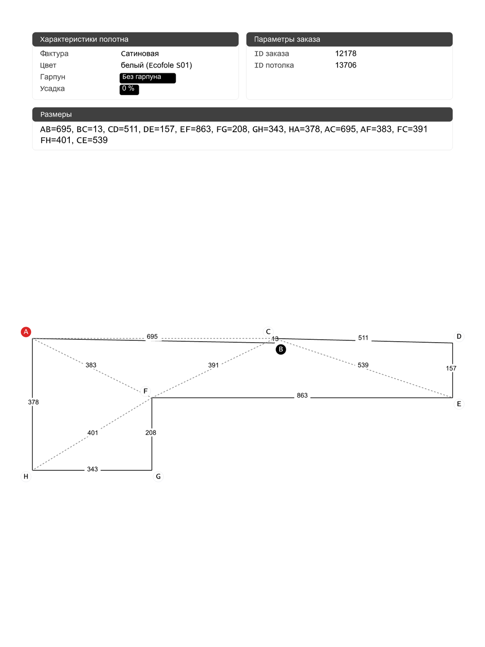 Натяжные потолки: 14.8 м2, 7.7 м2