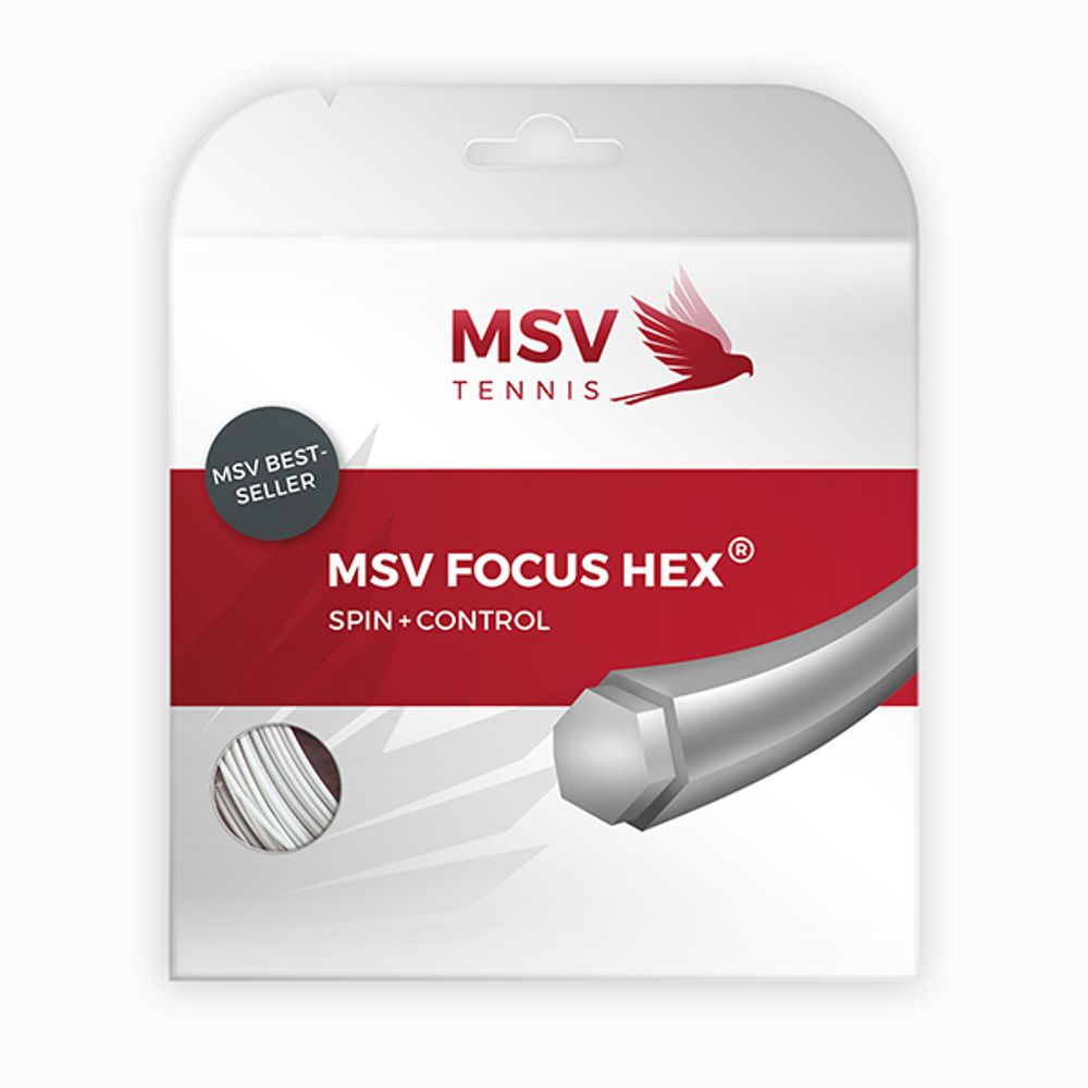 Струны MSV Focus HEX® Tennis String 12m 1,23mm белый комплект 3 шт