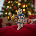 Кролик из Алисы ёлочная игрушка из фарфора