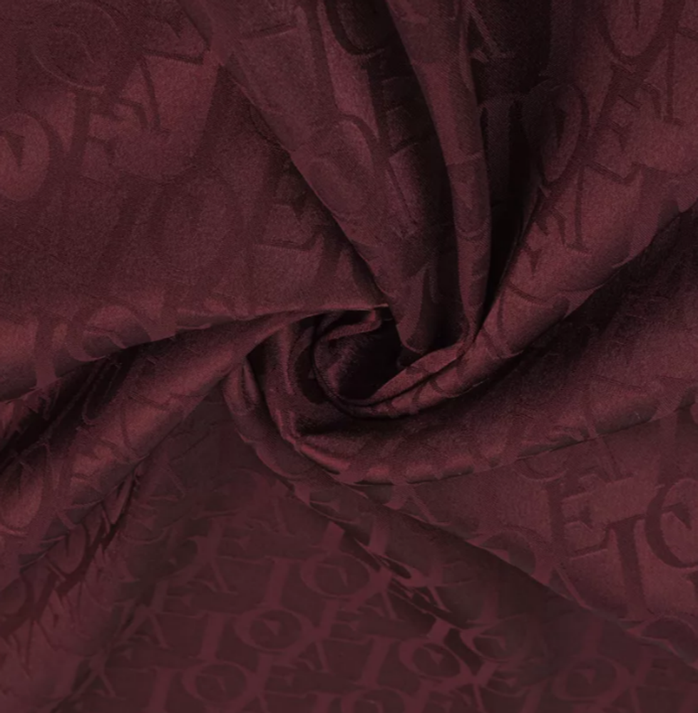 Атлас жаккард "Моар" буквы, 142 г/м2, ш. 150 см, бордовый