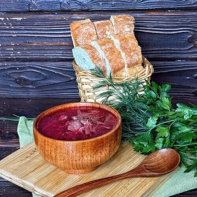 Фотография Готовый борщ для разогрева. Удобный ужин после работы. купить в магазине Афлора