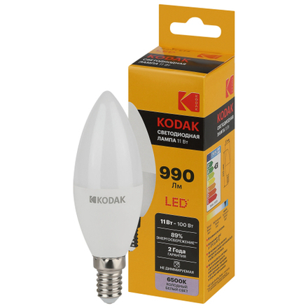 Лампочка светодиодная Kodak LED KODAK B35-11W-865-E14 E14 / Е14 11Вт свеча холодный дневной свет