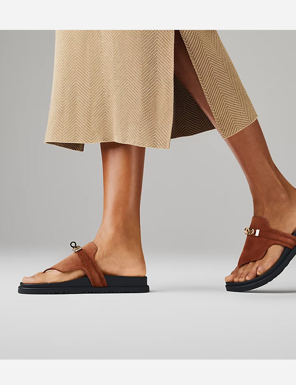 Hermes Sandals Empire Brun Amourette (H231071Z WT345)