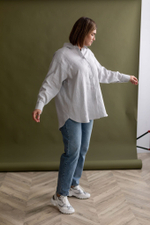 Рубашка Оверсайз изо льна серого цвета