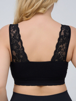Бюстгальтер-топ в мелкий рубчик с кружевом на бретелях (Размер: XL) (Цвет: черный)