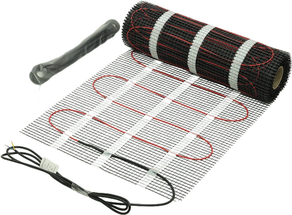 Теплый пол EWRIKA MAT EWR 150-4 самоклеящийся, под плитку, под паркетную доску с терморегулятором ТЕП91Ч черным, сенсорным