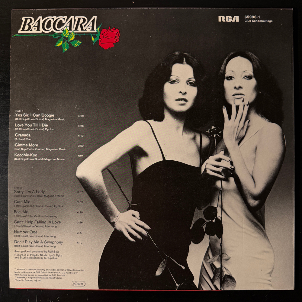 Baccara ‎– Baccara (Германия 1977г.) Club Т