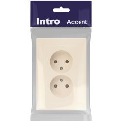 Розетка Intro Accent 6-204-02 2х2P, 16А-250В, IP20, СУ, AL/CU, слоновая кость