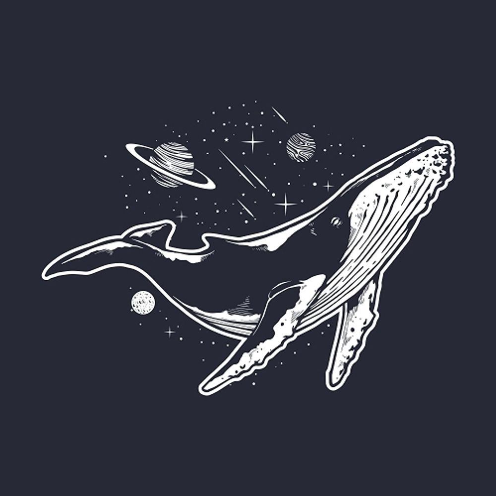 принт Космический кит темно-синий