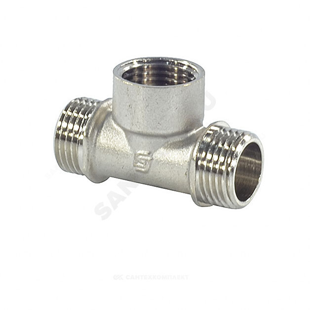 Тройник латунь никель Ду 15 (1/2") НР/ВР/НР SantechSystems