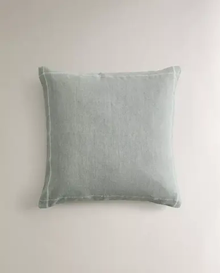 ZARA HOME ЛЬНЯНАЯ НАВОЛОЧКА ДЛЯ ДЕКОРАТИВНОЙ ПОДУШКИ, СИНИЙ