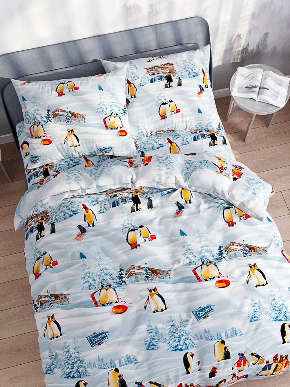 Простынь на резинке перкаль Сказка "Лапландия" 160x200 см