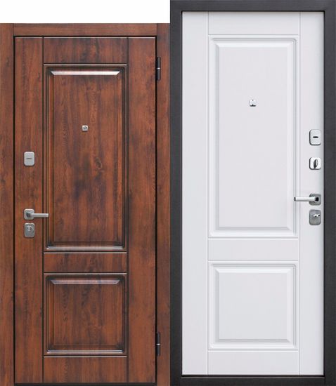 Дверь металлическая 9.5 Вена Винорит Патина мдф/мдф Белый матовый