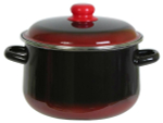 Кастрюля 5,5л коническая, черная с красным